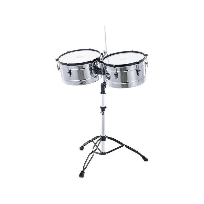 Meinl Percussion MT1415CH Marathon Series Chrome Finish Steel Timbales 14-Inch and 15-Inch with Stand 