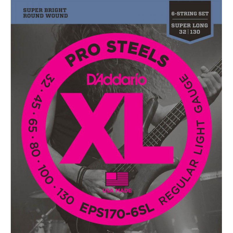 D'addario EPS170-6SL Pro Steels Regular Light Super Long 32-130