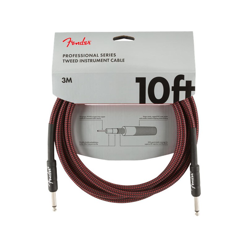 Cable Instrumento Fender Professional Series Instrument Cable 3m Red Tweed