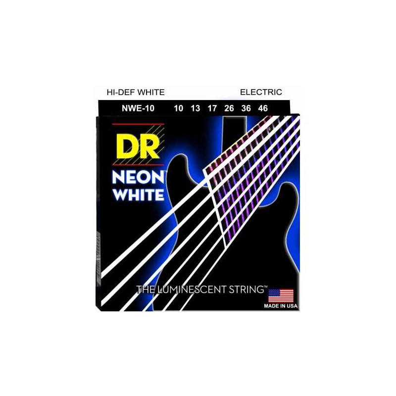 Juego Cuerdas Guitarra Eléctrica DR Strings NWE-10 Neon White