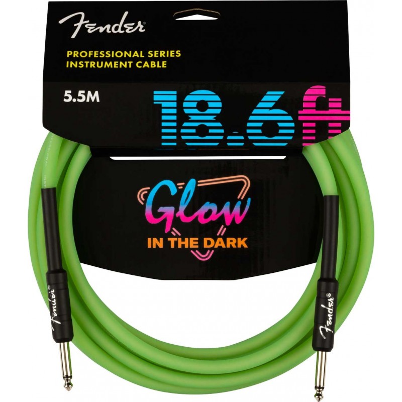 Cable Instrumento Fender Professional Glow In The Dark Cable Green 5,5m