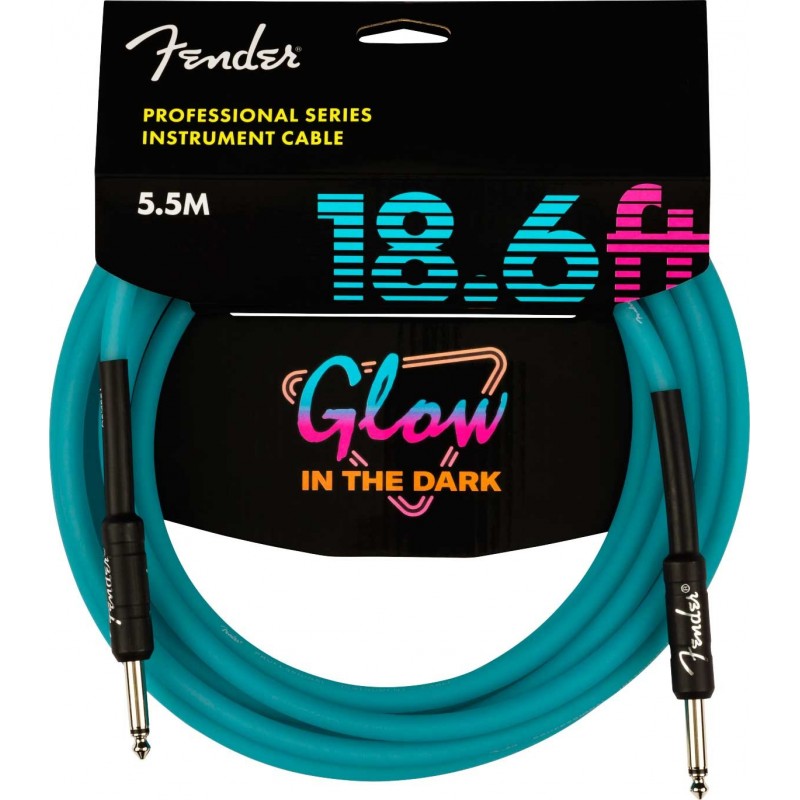 Cable Instrumento Fender Professional Glow In The Dark Cable Blue 5,5m