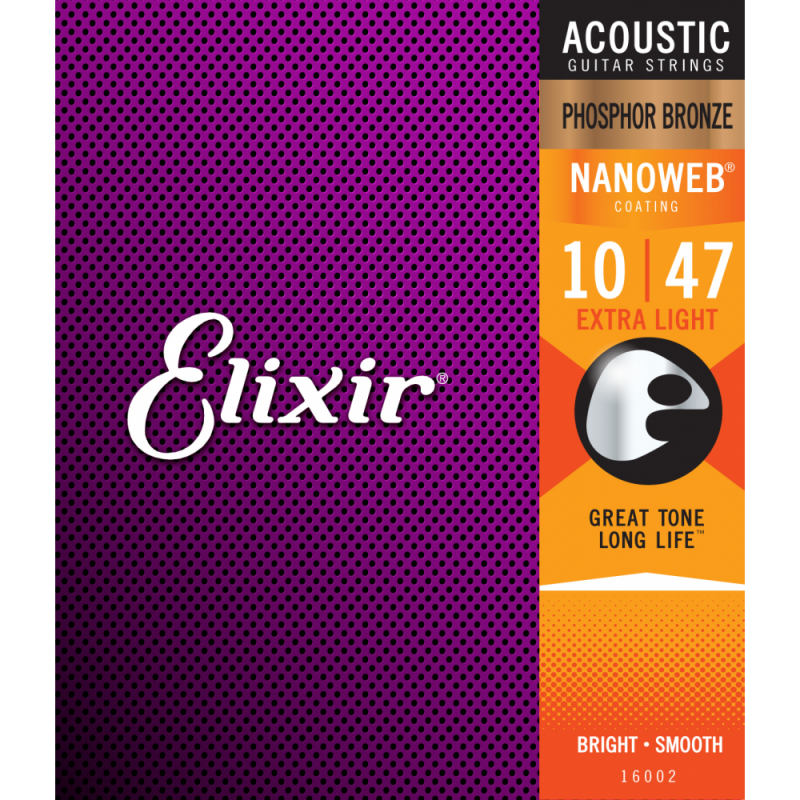 Juego Cuerdas Guitarra Acústica Elixir Nanoweb Acoustic 11002 Xl 10-47