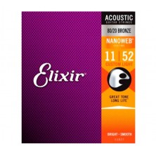 Elixir Nanoweb Acoustic 11027 Custom Light 11-52 Juego Cuerdas Guitarra Acústica