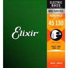 Elixir Nanoweb Bass 14202  Bajo Light 45 - 130 Juego 5 Cuerdas Bajo Eléctrico