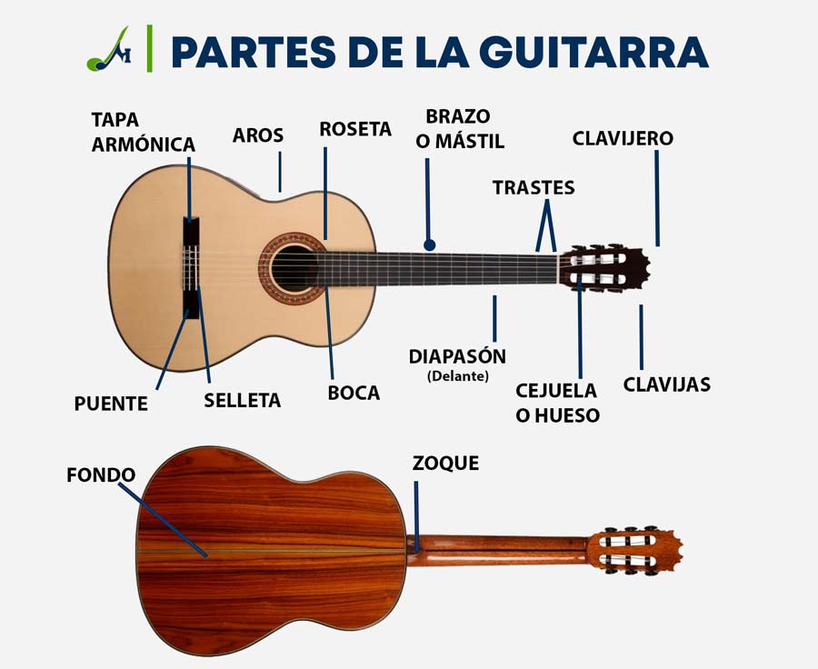 Partes de la guitarra española y sus funciones