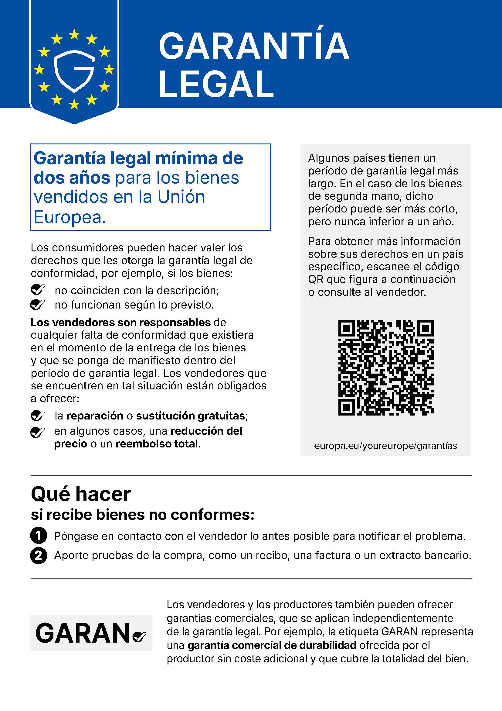 Garantía minima de 2 años