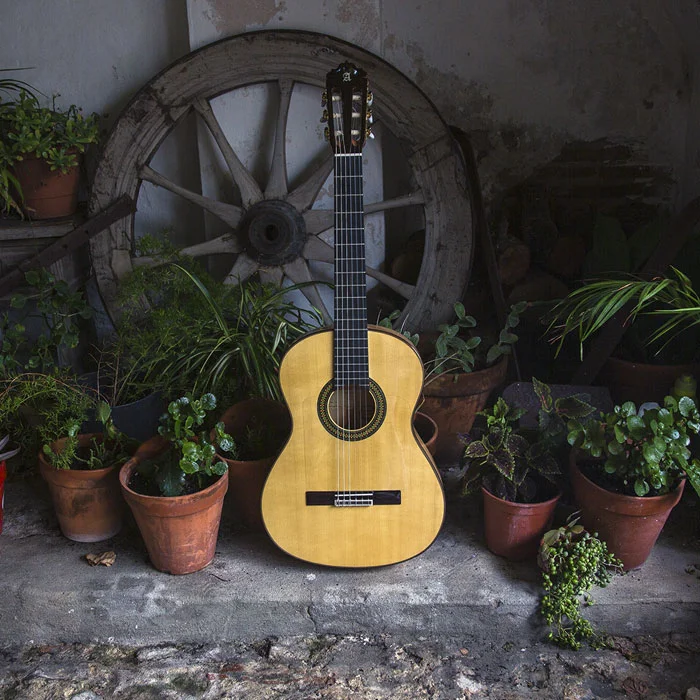 Guitarra Alhambra 7FC en un patio