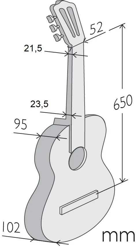 Medidas de la guitarra Alhambra 7P Classic