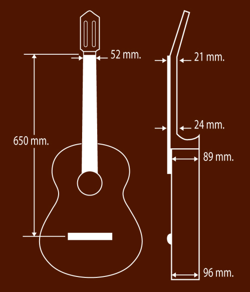 Medidas de la Guitarra Flamenca Paco Castillo 214 F