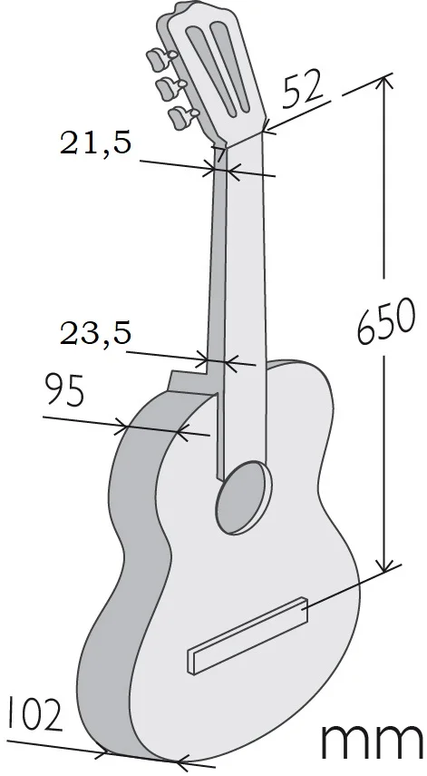 Medidas de la guitarra Alhambra 4F con golpeador