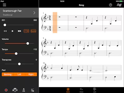 Función Audio to score de Smart Pianist